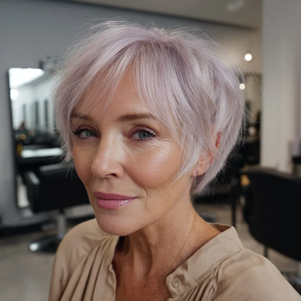 Chic Pastel Pink Textured Pixie Cut