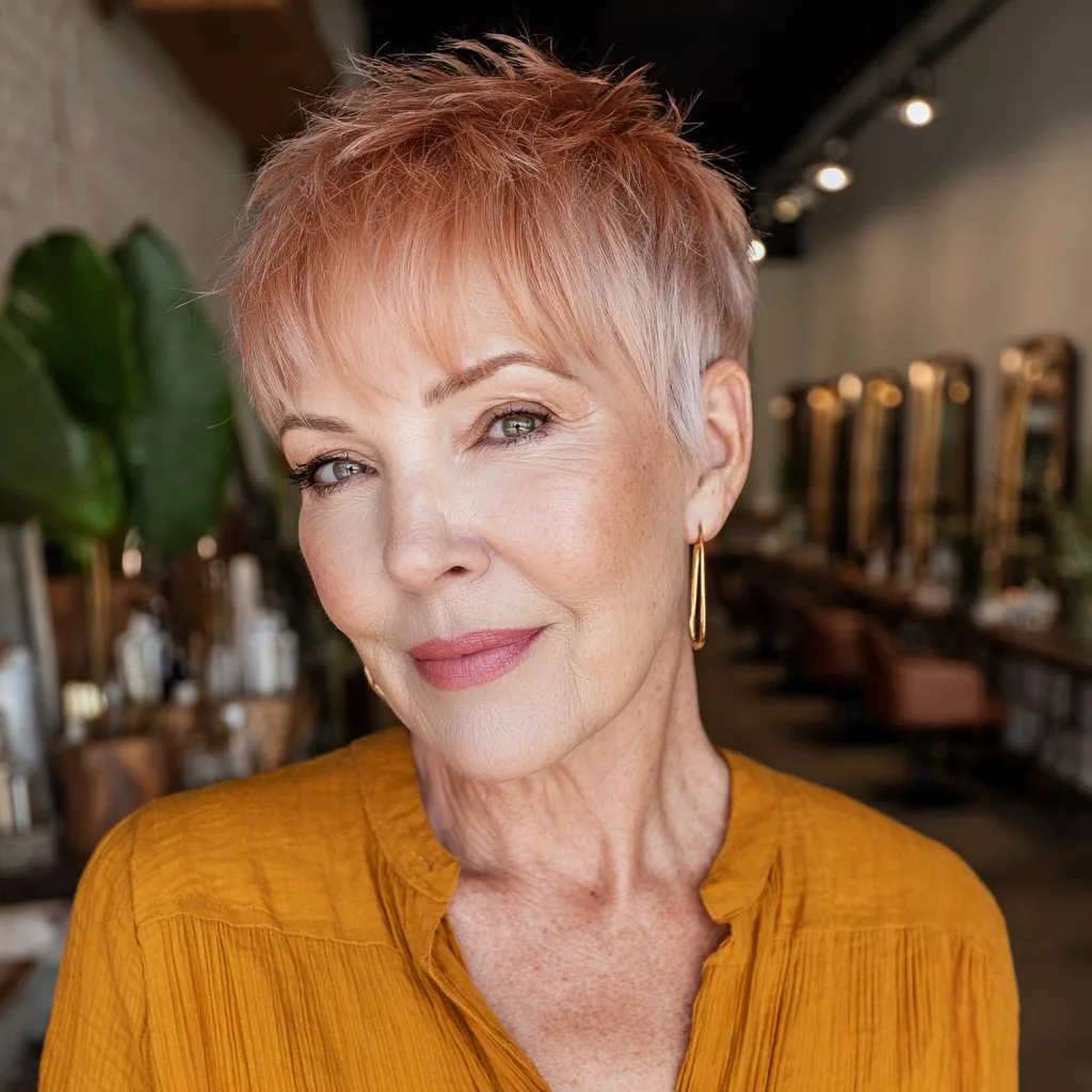 Chic Peachy Short Pixie with Textured Layers