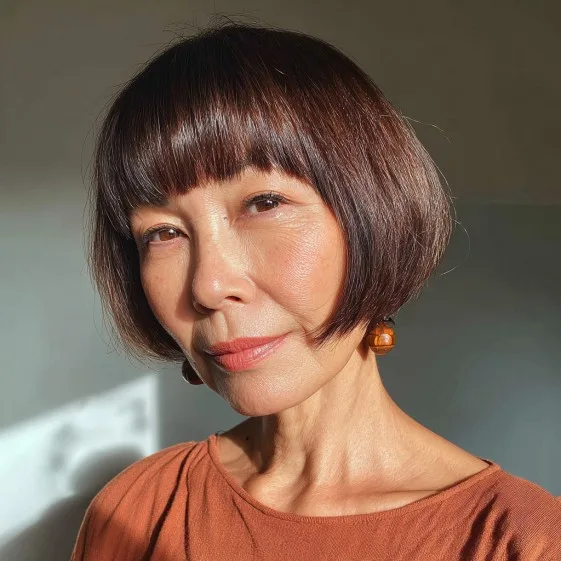 Chic Rounded Bob with Full Bangs