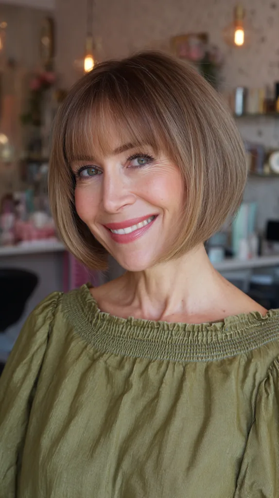 Chic Rounded Bob with Soft Bangs