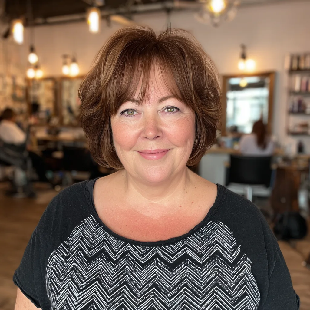 Chic Rounded Layered Bob with Long Side Bangs