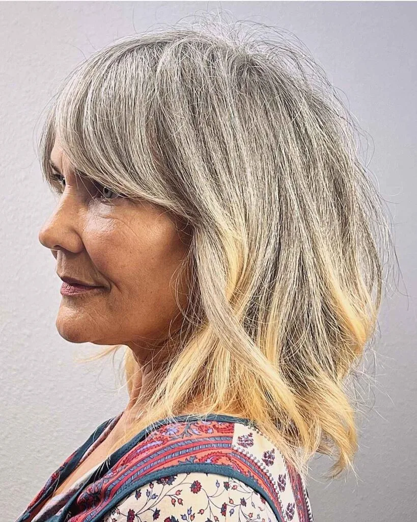 Chic Shaggy Layers with Curtain Bangs
