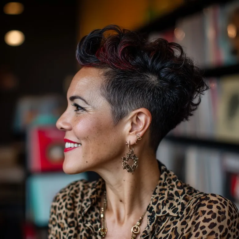 Chic Short Curly Crop with Bold Color Accents
