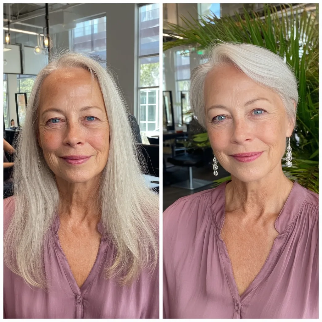 Chic Short Layered Silver Cut with Soft Waves