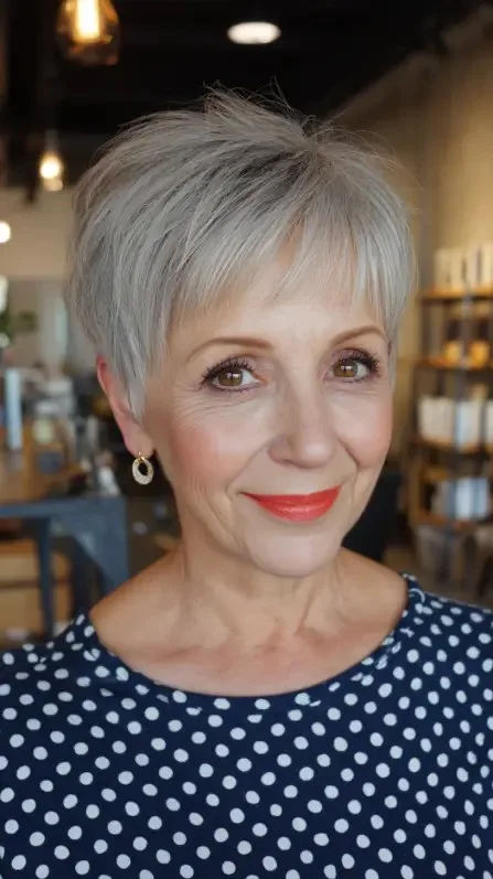 Chic Short Silver Pixie with Textured Layers
