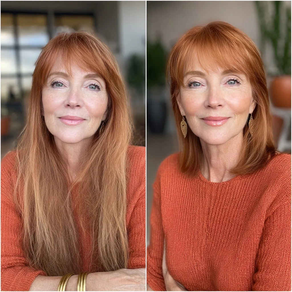 Chic Shoulder-Length Copper Cut with Soft Layers