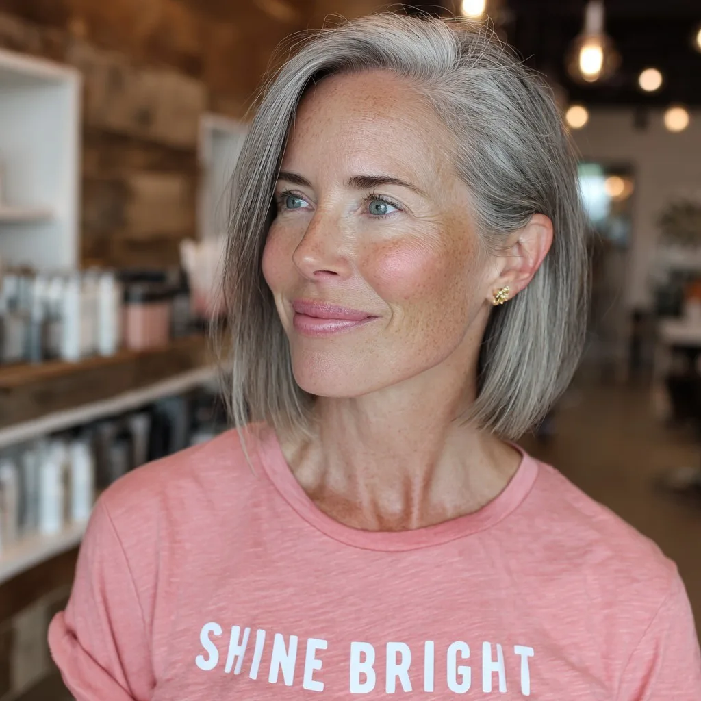 Chic Silver Bob with Subtle Textured Layers