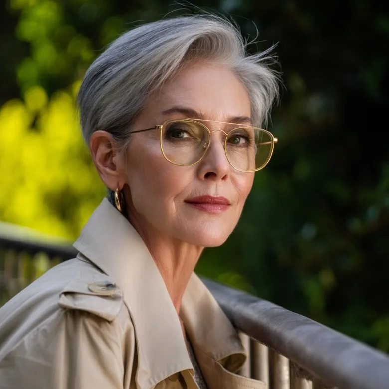 Chic Silver Pixie Cut with Soft Layers