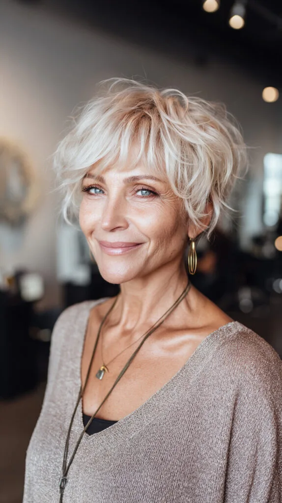 Chic Silver Textured Bob for Mature Women