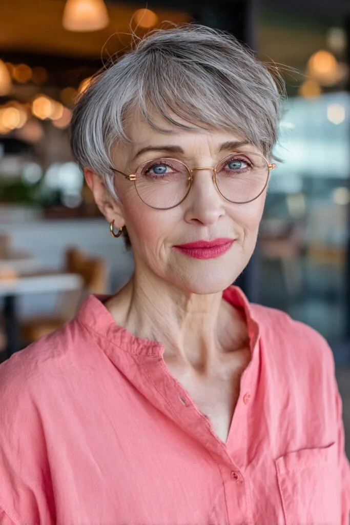Chic Silver Textured Crop with Gentle Volume