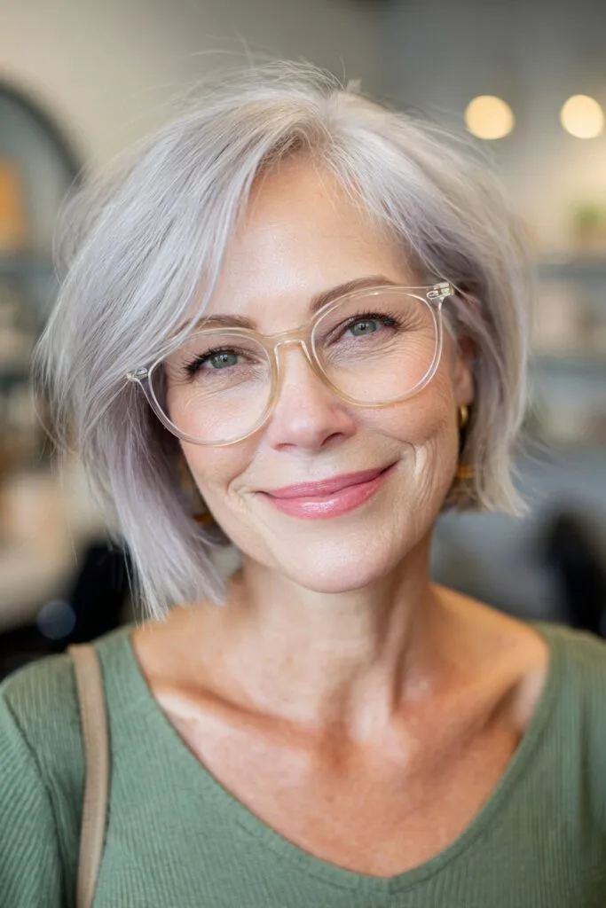 Chic Soft Layered Bob with Subtle Silver Highlights