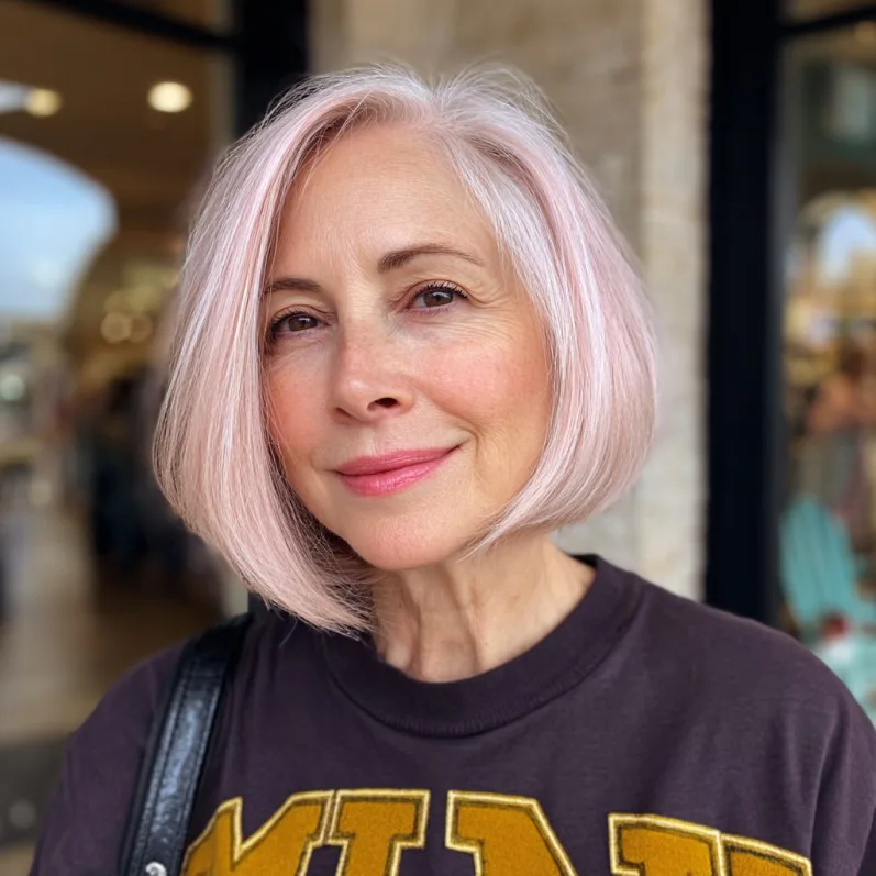 Chic Soft Pink Blunt Bob with Subtle Layers