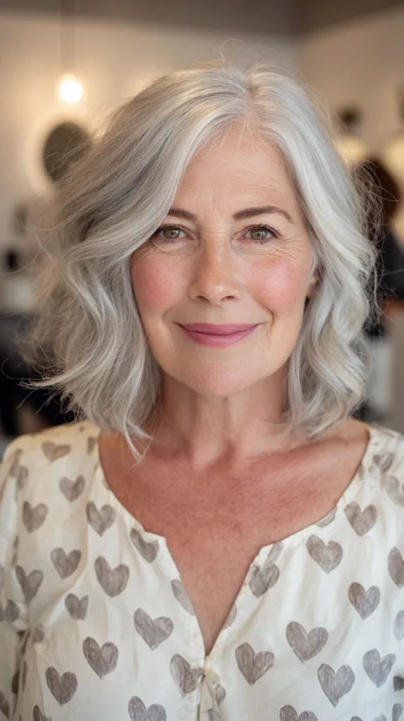 Chic Soft Waves with Natural Silver Highlights