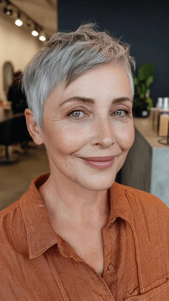 Chic Softly Textured Pixie Cut with Side Part