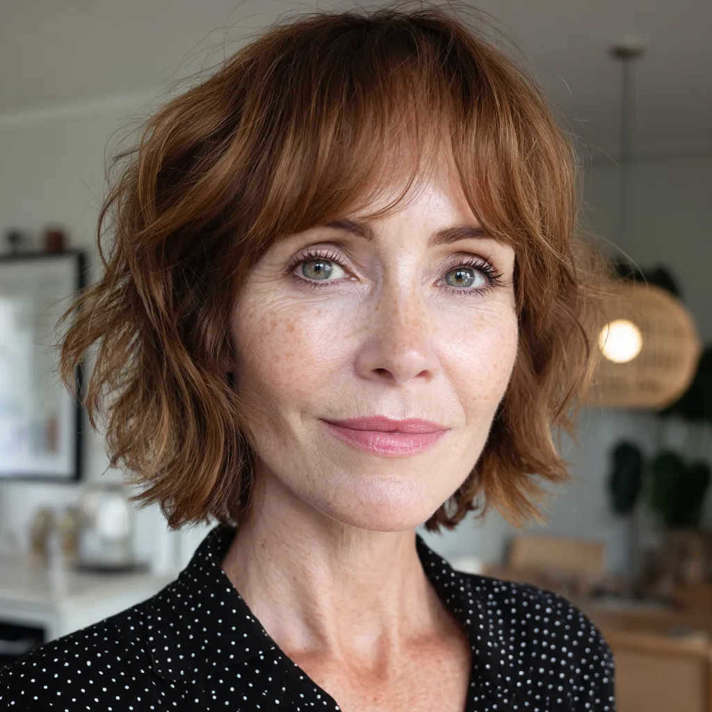 Chic Textured Bob with Long Bangs