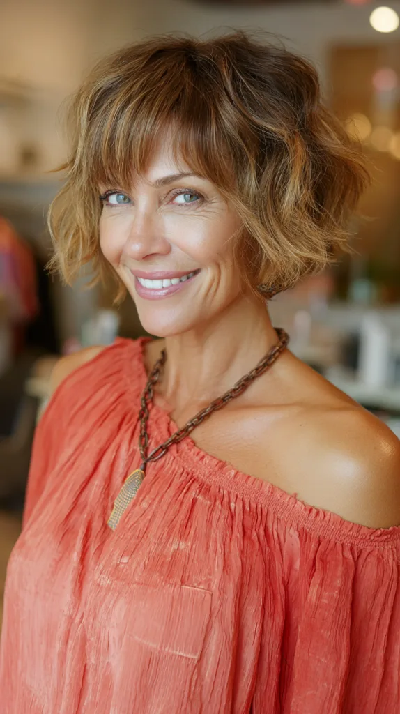 Chic Textured Bob with Playful Bangs