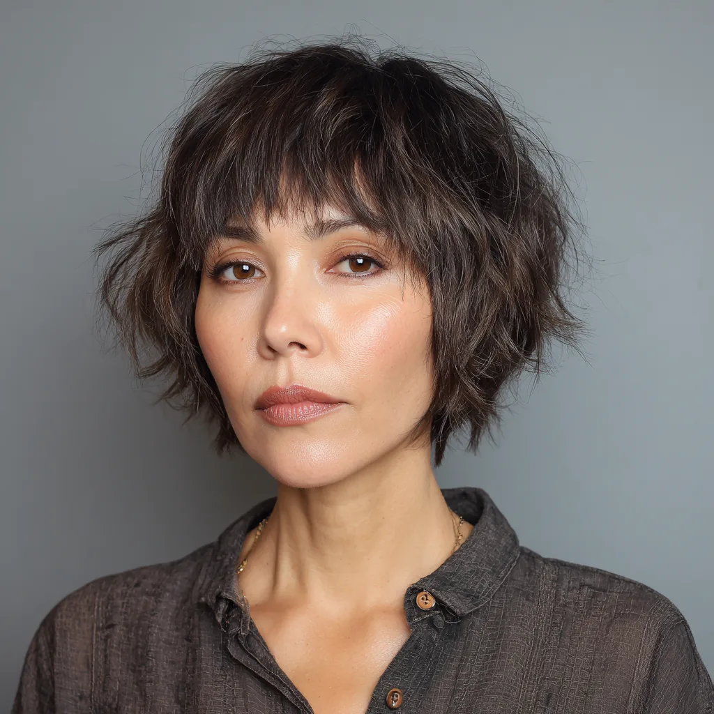 Chic Textured Bob with Playful Volume