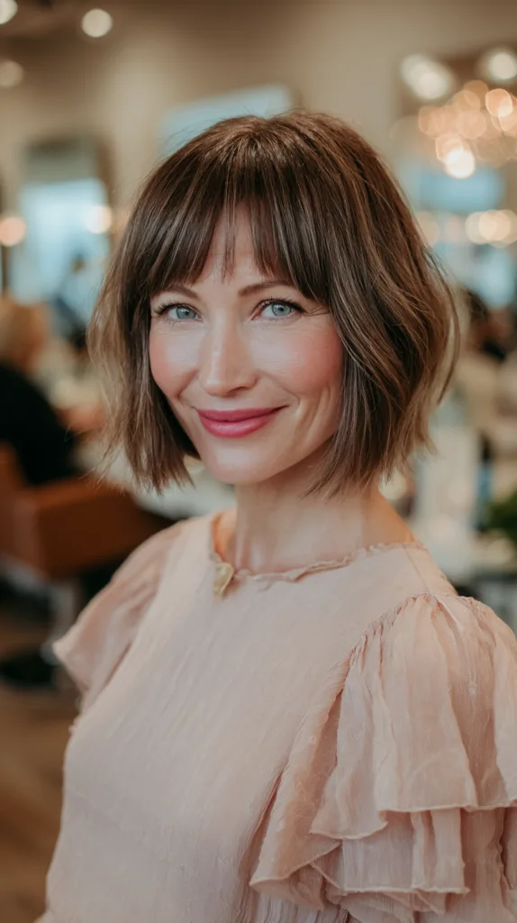 Chic Textured Bob with Soft Bangs