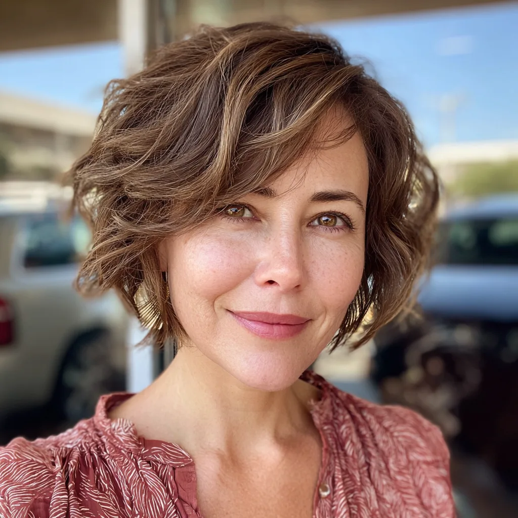 Chic Textured Bob with Soft Curly Layers