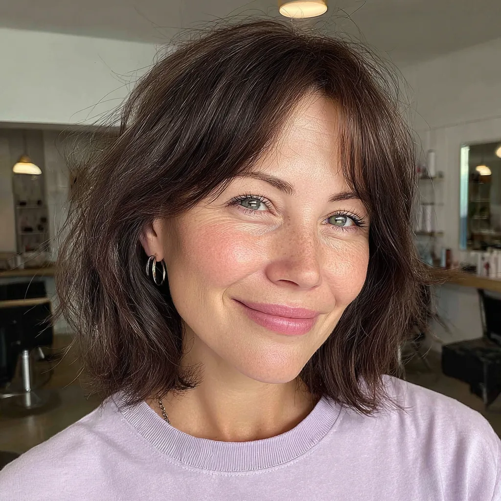 Chic Textured Bob with Soft Curtain Bangs