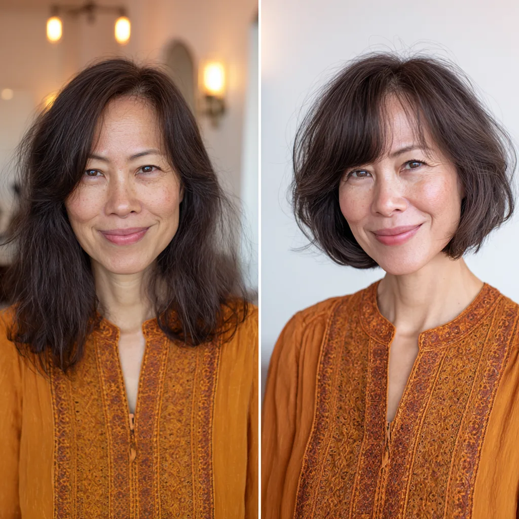 Chic Textured Bob with Subtle Face-Framing Bangs