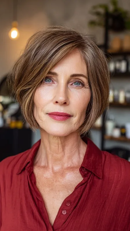 Chic Textured Bob with Subtle Highlights