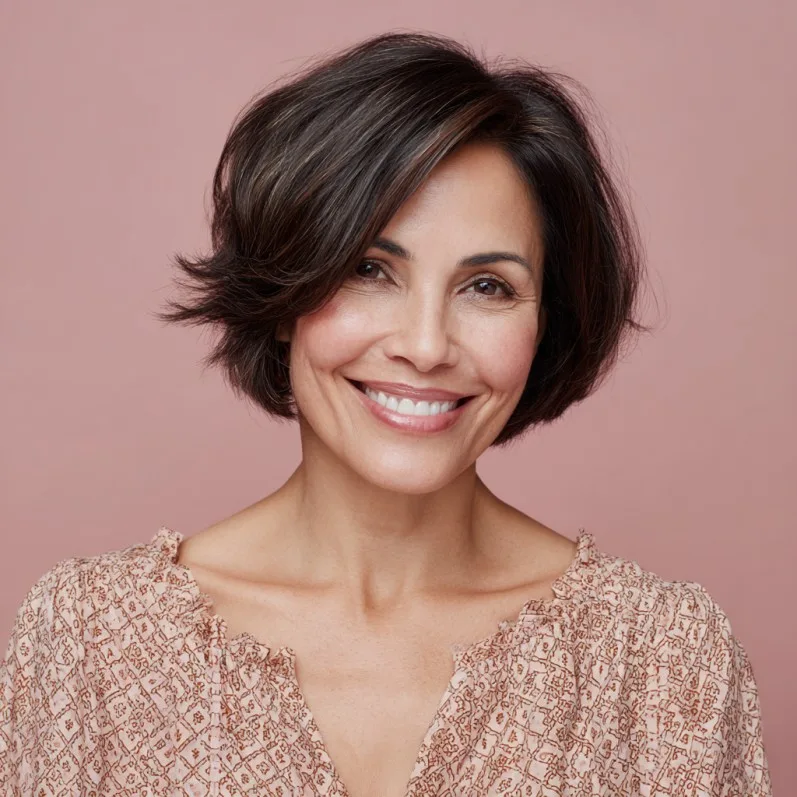 Chic Textured Bob with Subtle Highlights
