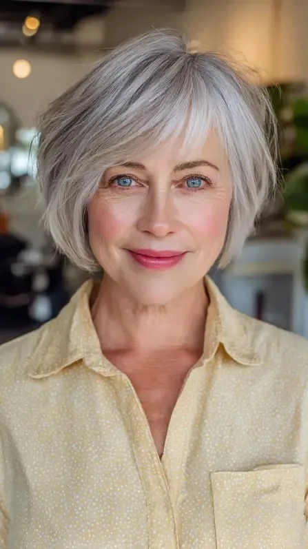 Chic Textured Bob with Wispy Bangs