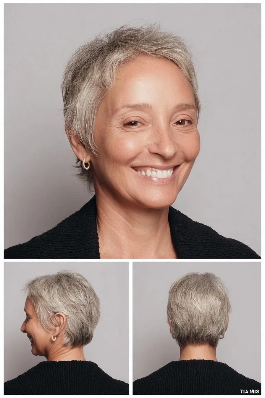Chic Textured Gray Pixie