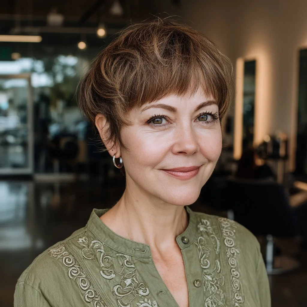 Chic Textured Layered Cut with Baby Bangs