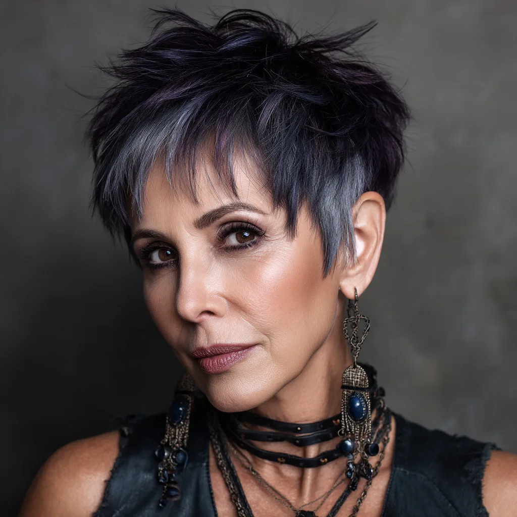 Chic Textured Pixie Cut with Bold Color Highlights