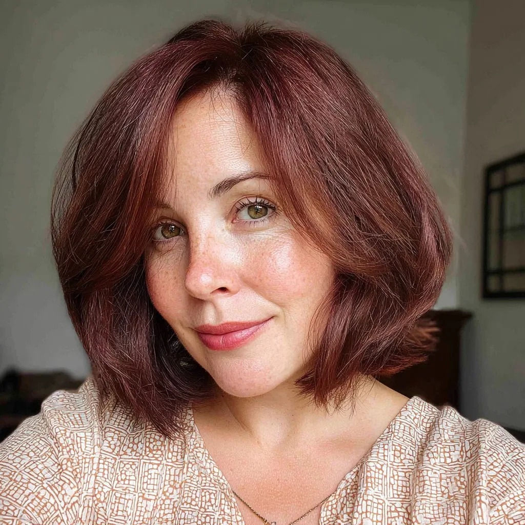 Chic Textured Red Bob with Face-Framing Layers