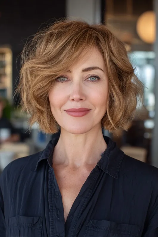 Chic Textured Shattered Bob with Soft Volume