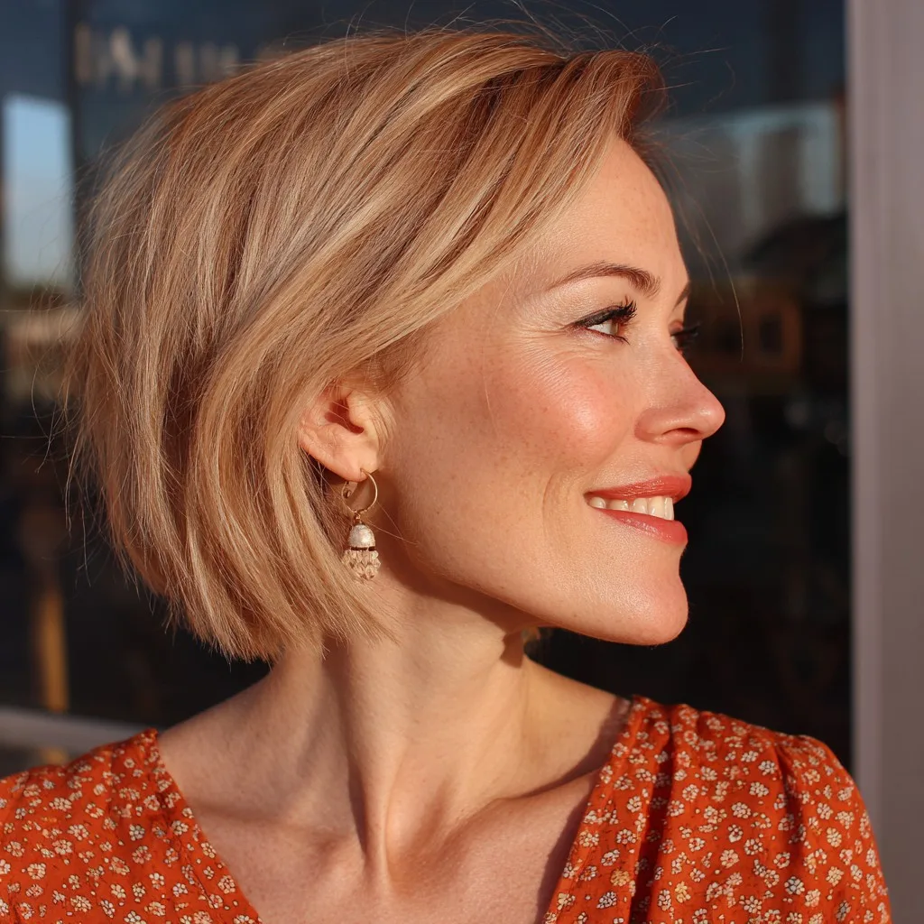 Chic Textured Short Bob with Subtle Highlights