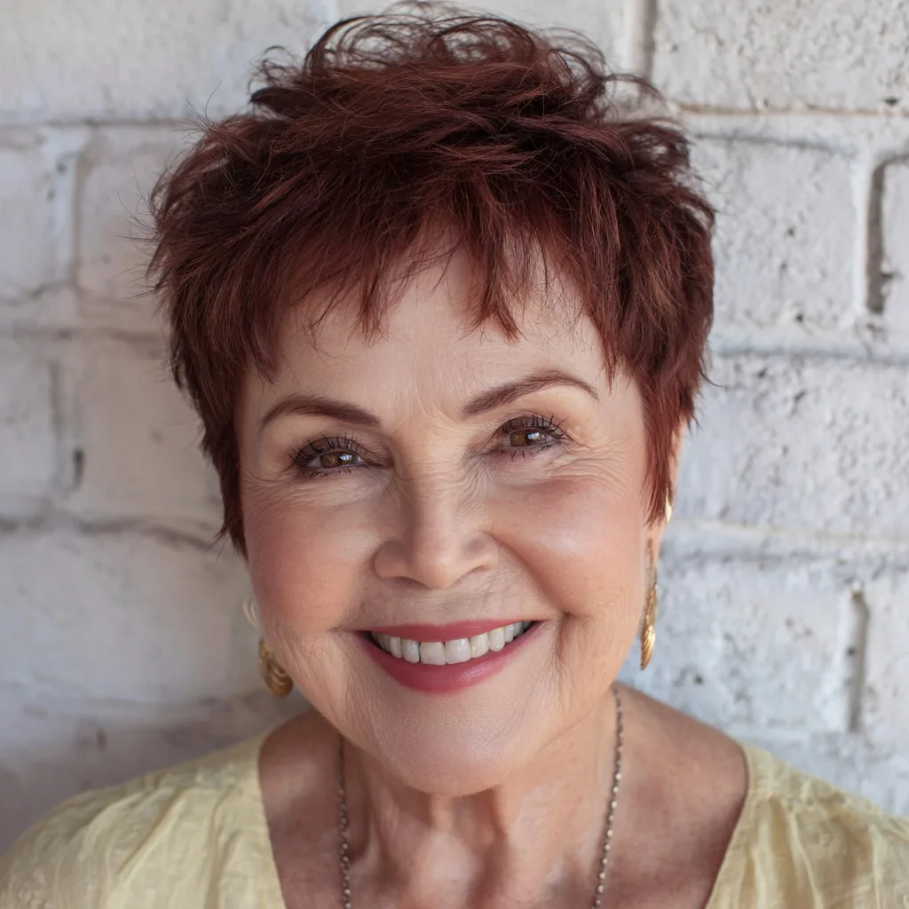 Chic Textured Short Cut with Rich Auburn Tones