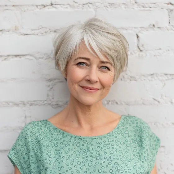 Chic Textured Short Cut with Soft Side Swept Bangs