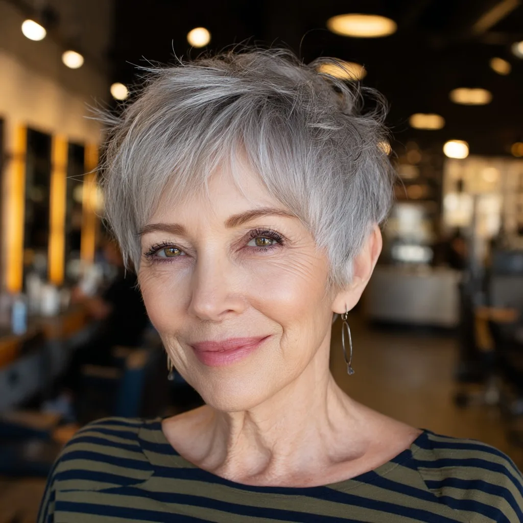 Chic Textured Short Gray Pixie Cut
