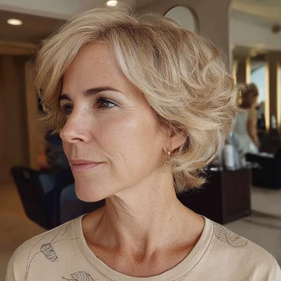 Chic Textured Short Hairstyle with Soft Waves