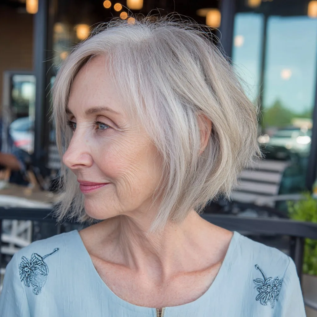 Chic Textured Silver Bob with Soft Layers