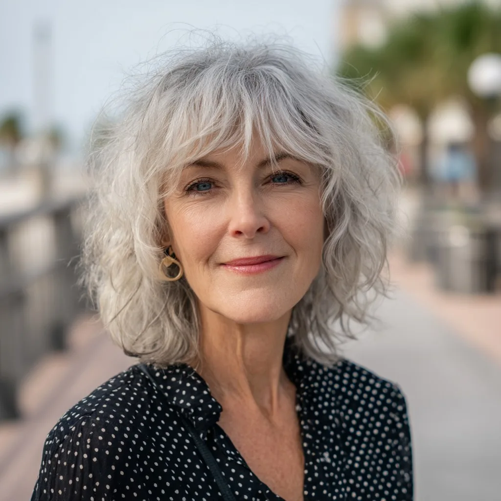 Chic Textured Silver Shag with Soft Layers