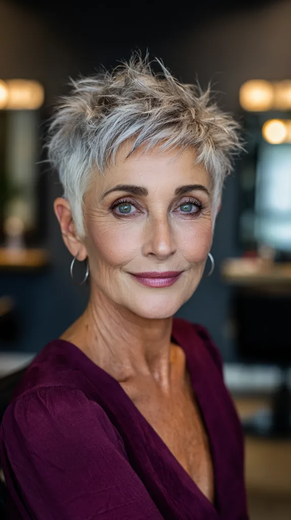 Chic Textured Spiky Pixie for Mature Elegance