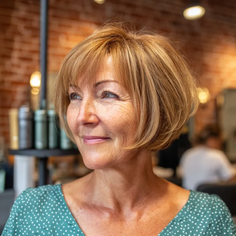 Chic Textured Wedge Bob with Soft Bangs