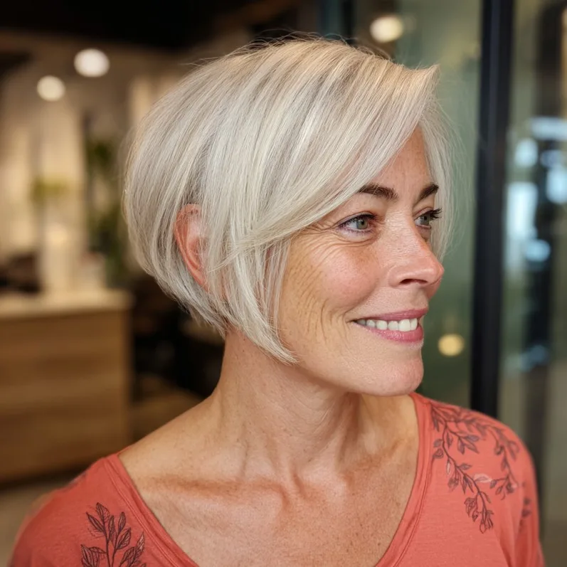 Chic Textured Wedge Bob with Subtle Side Sweep
