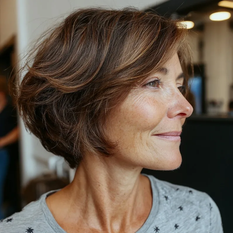 Chic Tousled Wedge Bob with Subtle Layers