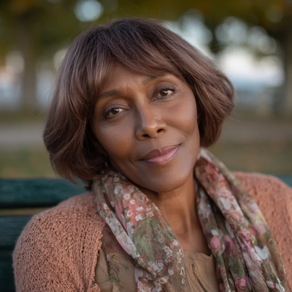 Chic Warm Brown Bob with Subtle Waves