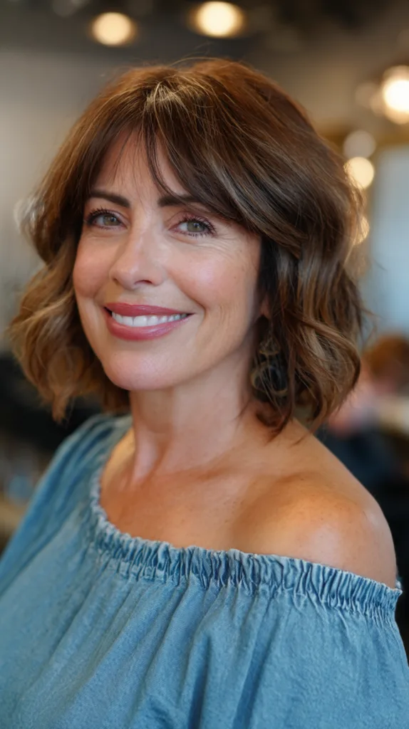 Chic Wavy Bob with Soft Bangs