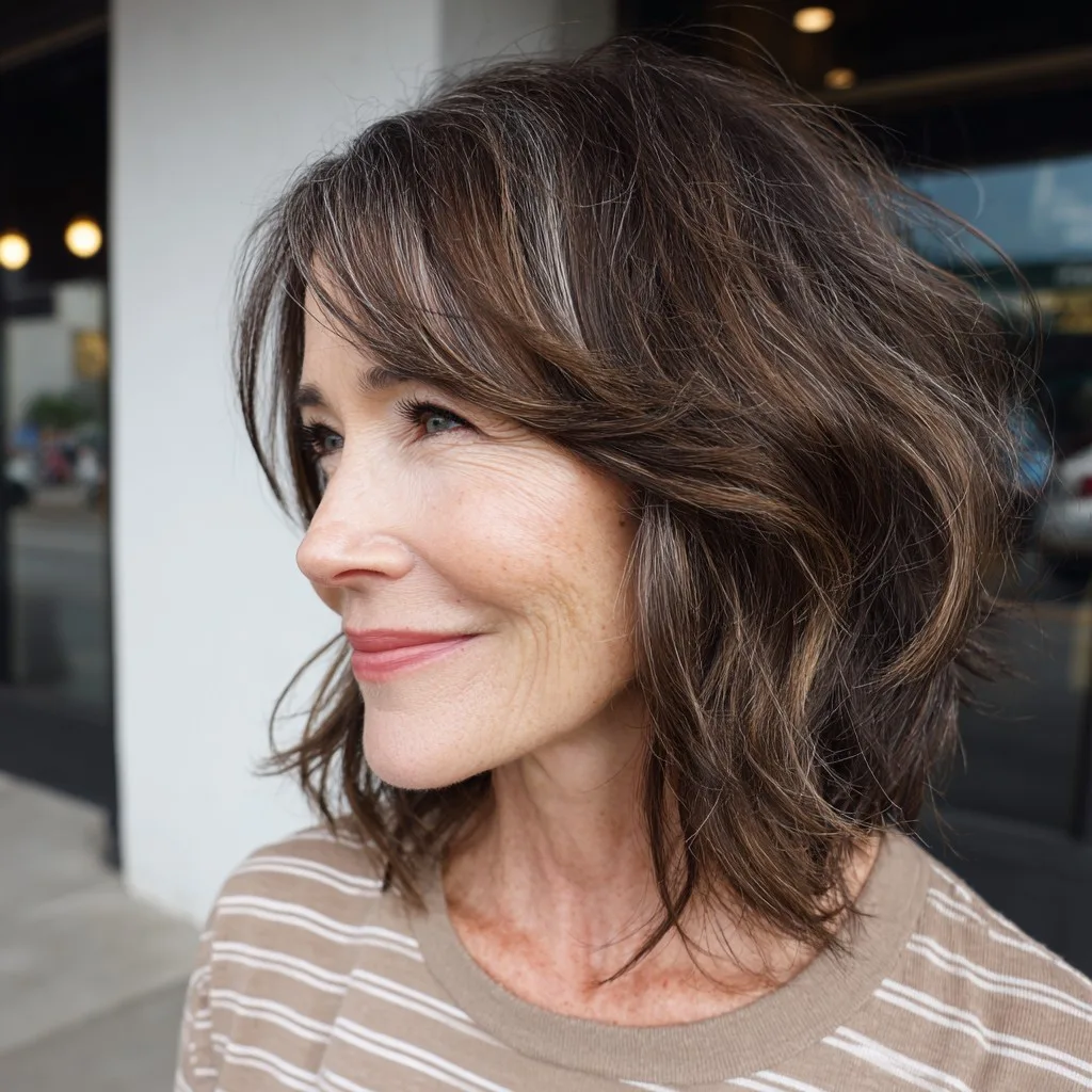 Chic Wavy Lob with Subtle Highlights