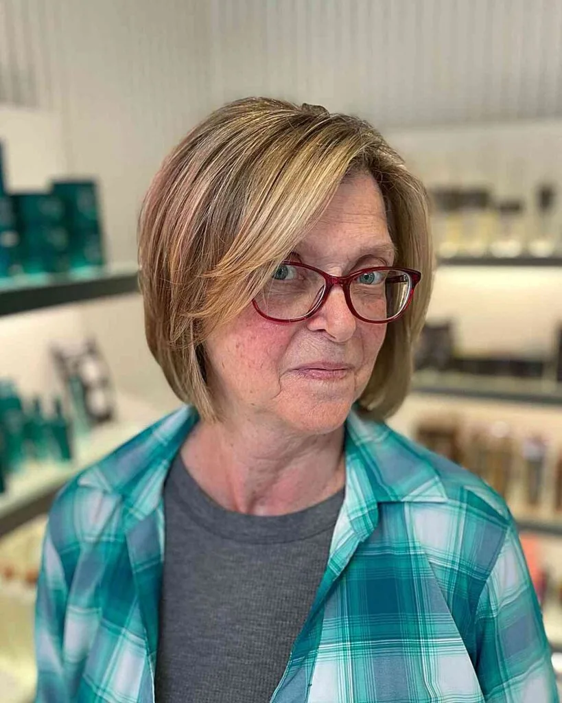 Chin-Length Hairstyles for Women Over 50 with Glasses