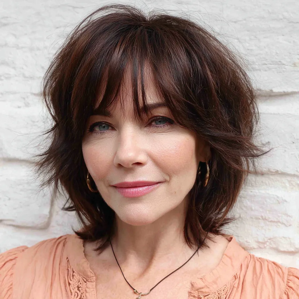 Choppy Layered Bob with Playful Bangs