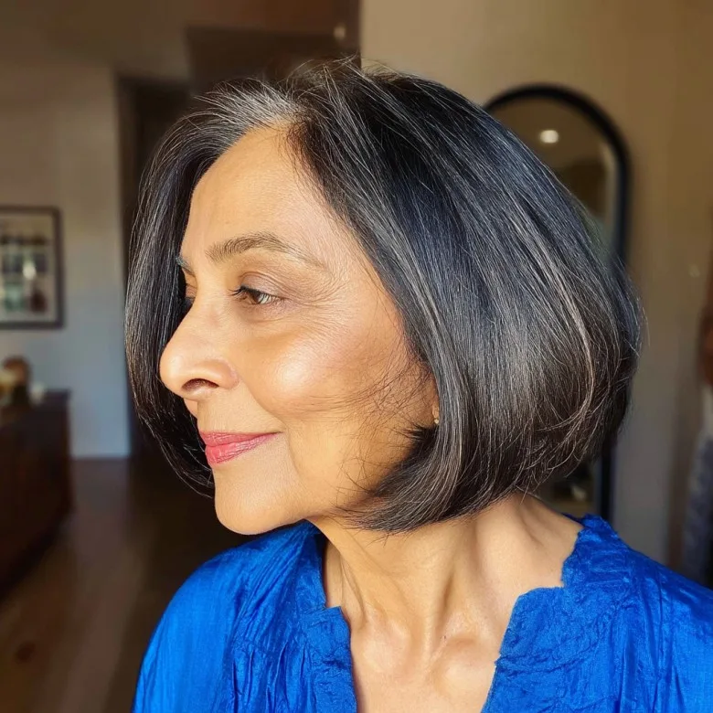 Classic A-Line Bob with Subtle Silver Highlights